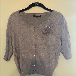 Express Gray Cardigan with Floral Detail